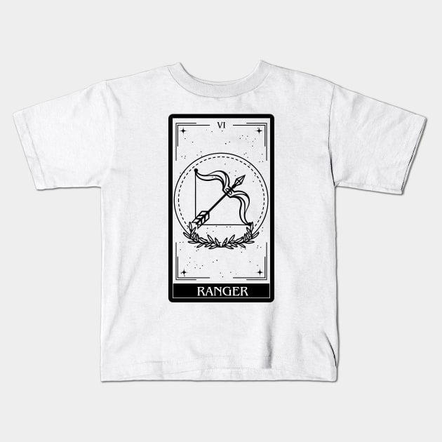 Ranger Tarot Card D&D Nat 20 Dungeons & Dragons T-Shirt Black Kids T-Shirt by JaeSlaysDragons